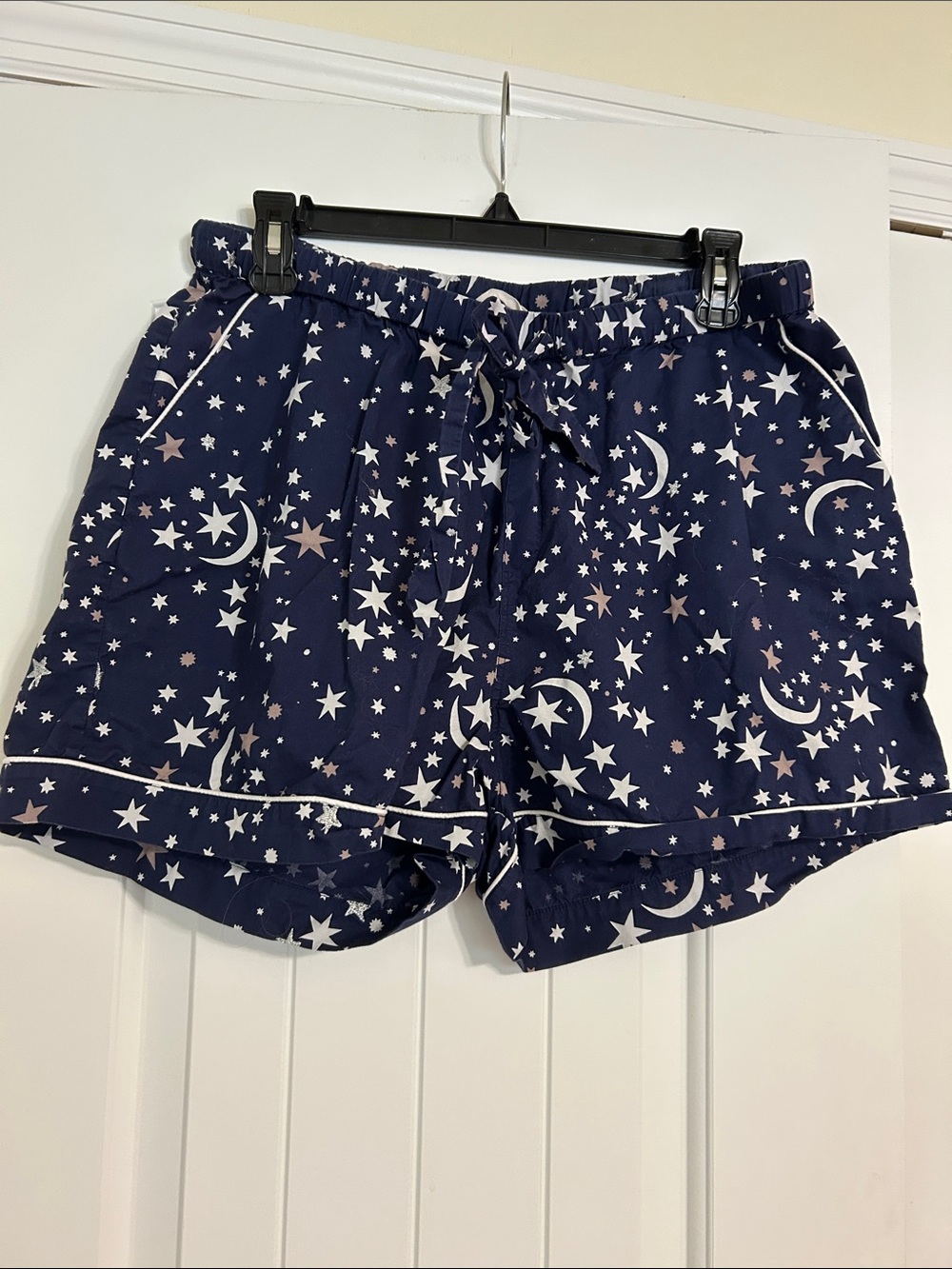 Printfresh Navy Star & Moon Lounge Shorts with White Piping